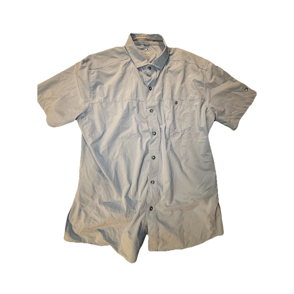 Kuhl Light Blue Outdoors Short Sleeve  Button Down Shirt size L